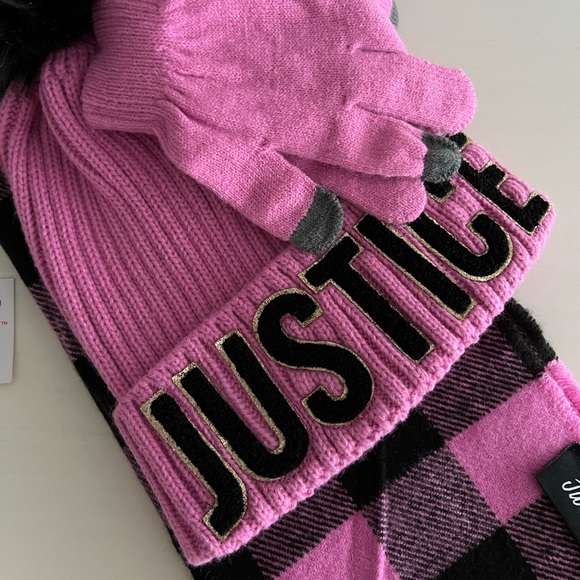 NEW Justice Girl’s Scarf Hat Tech Glove Set - Picture 3 of 3
